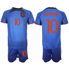 Nogometni Dresovi Nizozemska Memphis Depay 10 Dječji Gostujući Svjetsko Prvenstvo 2022 Kratkih Rukava